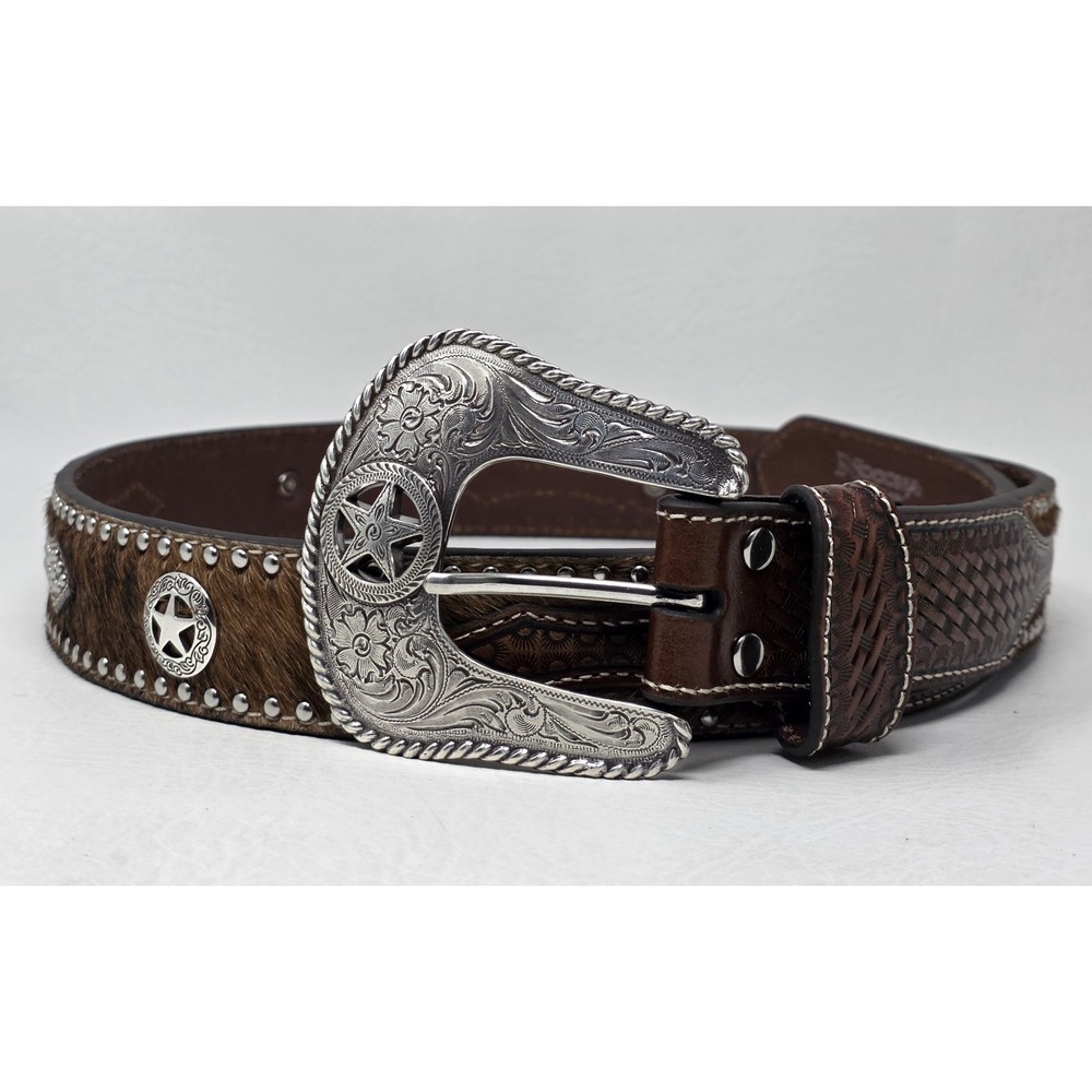 Nocona Men's Size 36 Pro Series Star Buckle Genuine Leather Brown Belt New